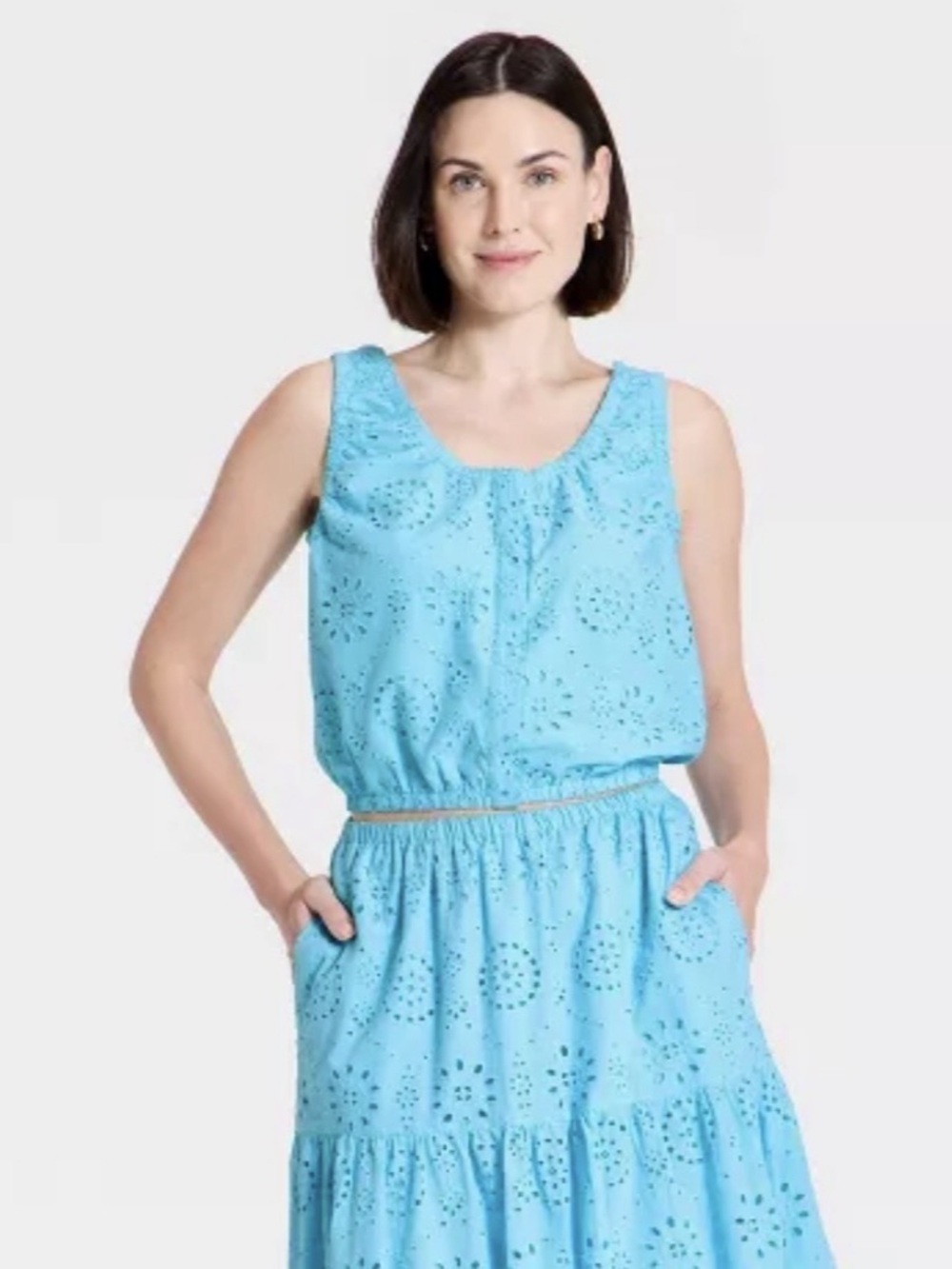 A New Day Women's Button-Front Tank Top Blue XS NWT
